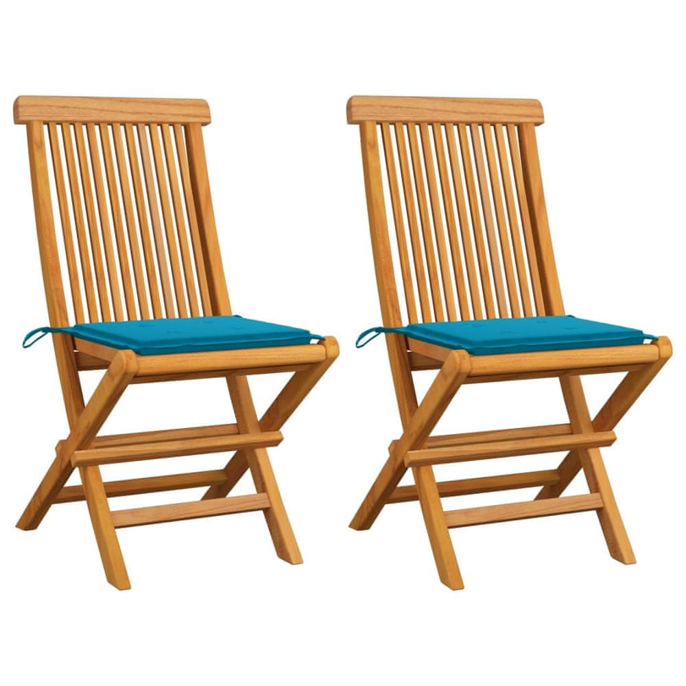 Petromila vidaXL Záhradné stoličky, modré podložky 2 ks, tíkový masív